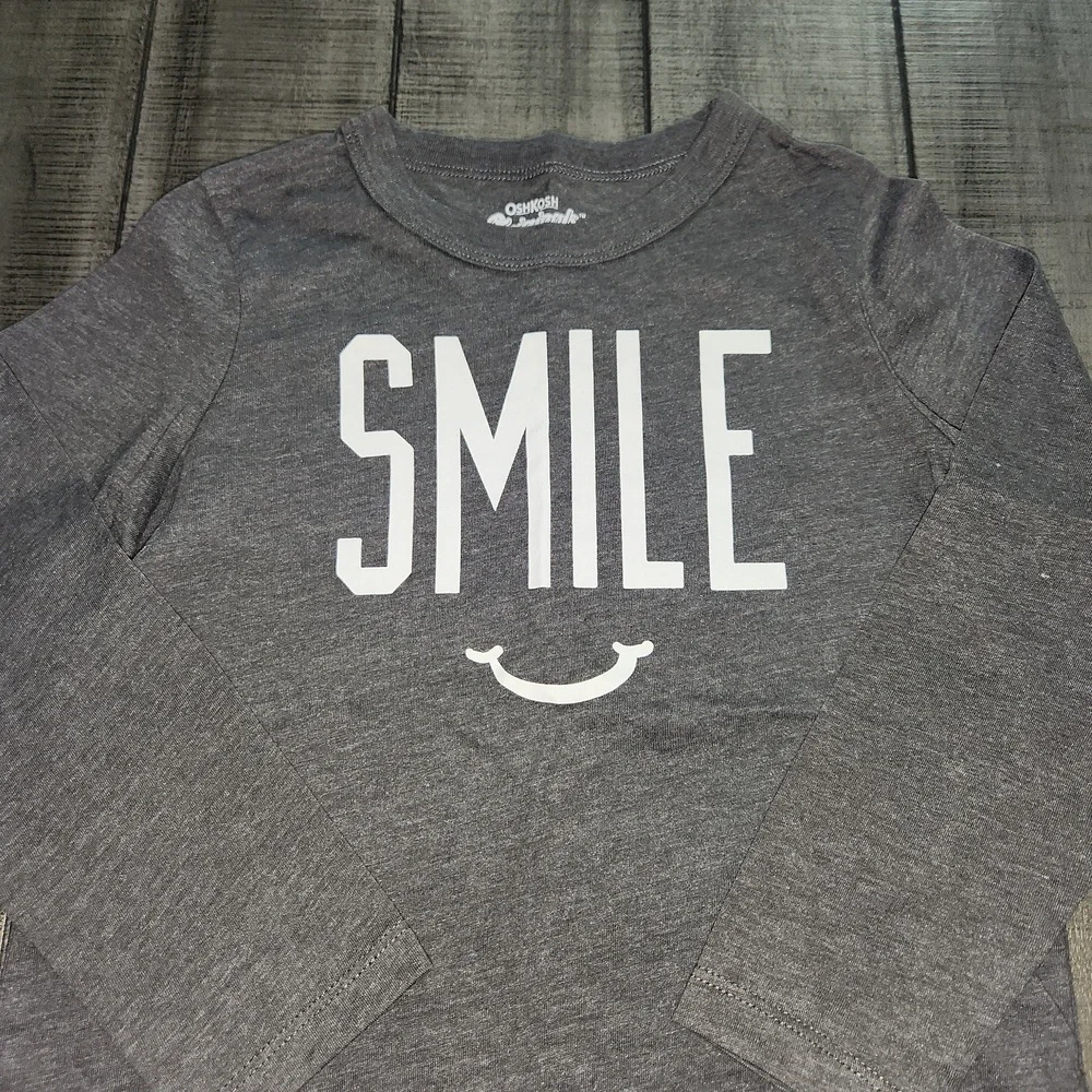 NWT OshKosh B'gosh Charcoal Smile Long Sleeve Tee